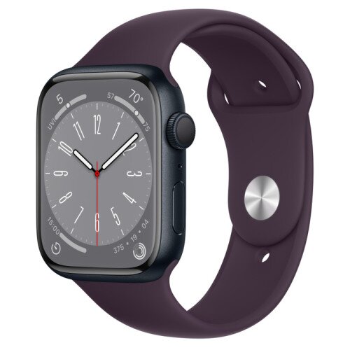 Apple Watch Series 8 - 45mm Midnight Aluminum Case with Elderberry Sport Band - M/L