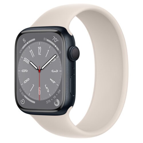 Apple Watch Series 8 - 45mm Midnight Aluminum Case with Starlight Solo Loop - Size-4