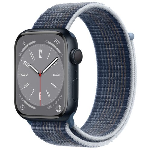 Apple Watch Series 8 - 45mm Midnight Aluminum Case with Storm Blue Sport Loop - Size-1