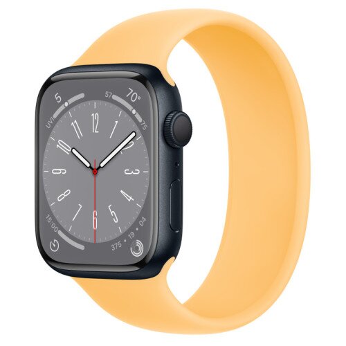 Apple Watch Series 8 - 45mm Midnight Aluminum Case with Sunglow Solo Loop - Size-5