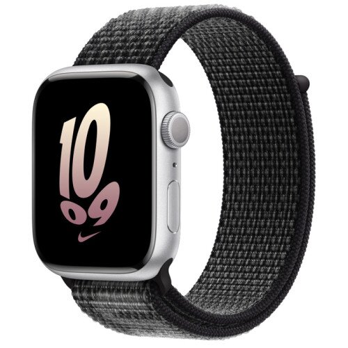 Apple Watch Series 8 - 45mm Silver Aluminum Case with Black/Summit White Nike Sport Loop