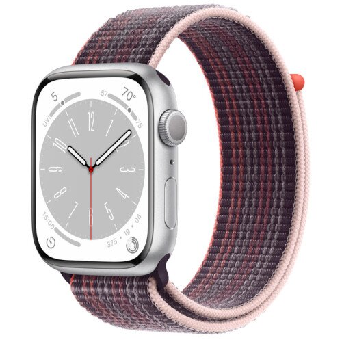 Apple Watch Series 8 - 45mm Silver Aluminum Case with Elderberry Sport Loop