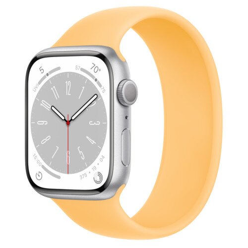 Apple Watch Series 8 - 45mm Silver Aluminum Case with Sunglow Solo Loop - Size-8