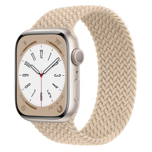 Apple Watch Series 8 - 45mm Starlight Aluminum Case with Beige Braided Solo Loop - Size-9