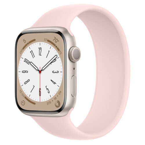 Apple Watch Series 8 - 45mm Starlight Aluminum Case with Chalk Pink Solo Loop - Size-8