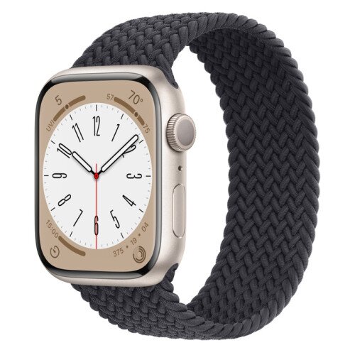 Apple Watch Series 8 - 45mm Starlight Aluminum Case with Midnight Braided Solo Loop - Size-1