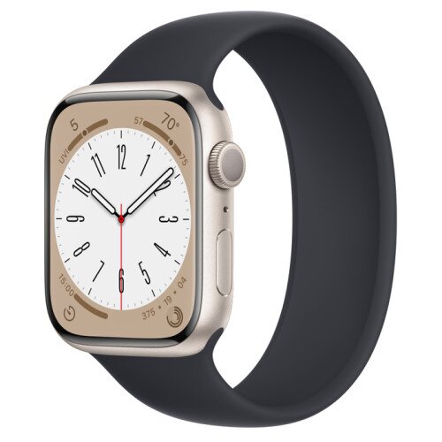 Apple Watch Series 8 - 45mm Starlight Aluminum Case with Midnight Solo Loop - Size-6
