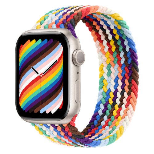 Apple Watch Series 8 - 45mm Starlight Aluminum Case with Pride Edition Braided Solo Loop - Size-8