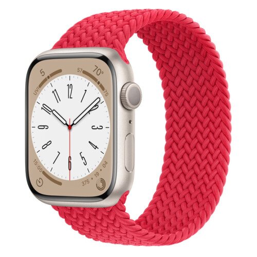 Apple Watch Series 8 - 45mm Starlight Aluminum Case with Product Red Braided Solo Loop - Size-1