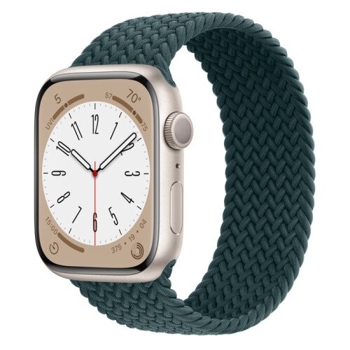 Apple Watch Series 8 - 45mm Starlight Aluminum Case with Rainforest Braided Solo Loop - Size-7