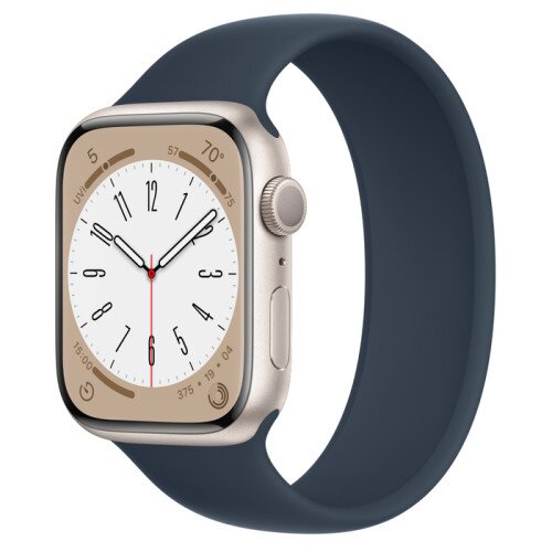 Apple Watch Series 8 - 45mm Starlight Aluminum Case with Storm Blue Solo Loop - Size-9