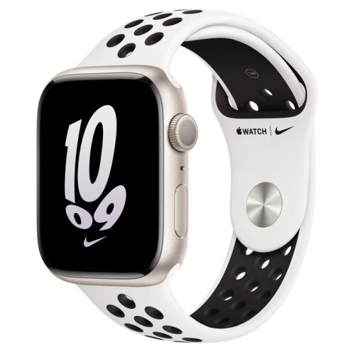 Apple Watch Series 8 - 45mm Starlight Aluminum Case with Summit White/Black Nike Sport Band - M/L