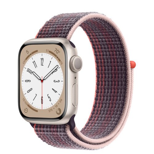 Apple Watch Series 8 Starlight Aluminum Case with Sport Loop - Elderberry - 41mm