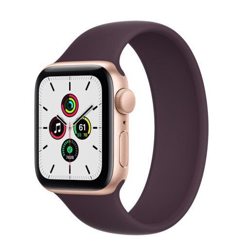 Apple Watch Series SE Gold Aluminum Case with Solo Loop - Dark Cherry - 40mm - 8