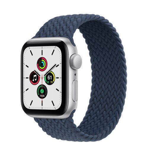 Apple Watch Series SE Silver Aluminum Case with Braided Solo Loop - Abyss Blue - 40mm - 7