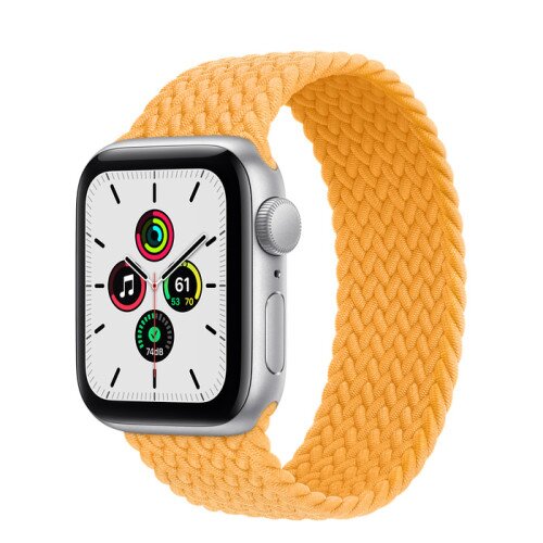 Apple Watch Series SE Silver Aluminum Case with Braided Solo Loop - Maize - 40mm - 6