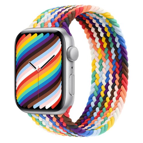 Apple Watch Series SE Silver Aluminum Case with Braided Solo Loop - Pride Edition - 44mm - 11