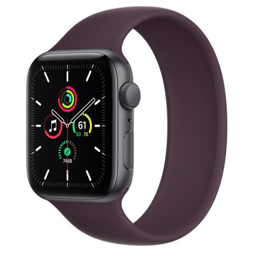 Apple Watch Series SE Space Gray Aluminum Case with Solo Loop - Dark Cherry - 44mm