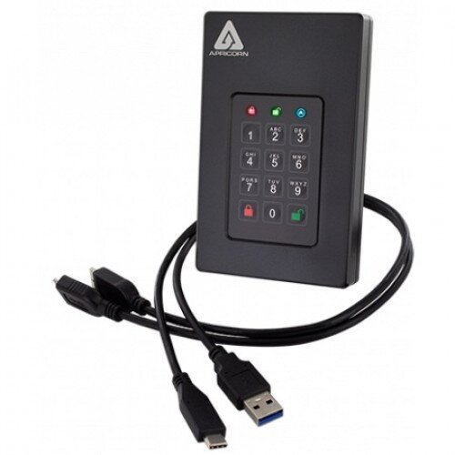 Apricorn Aegis Fortress L3 USB Portable External Hard Drive - 1TB