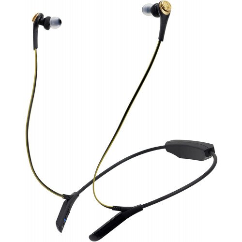 Audio-Technica ATH-CKS550BT Solid Bass Wireless In-Ear Headphones with Mic & Control - Black / Gold