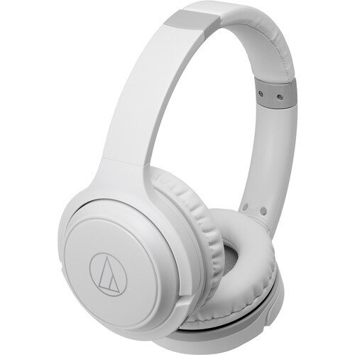 Audio-Technica ATH-S200BT Wireless On-Ear Headphones with Built-in Mic & Controls - White