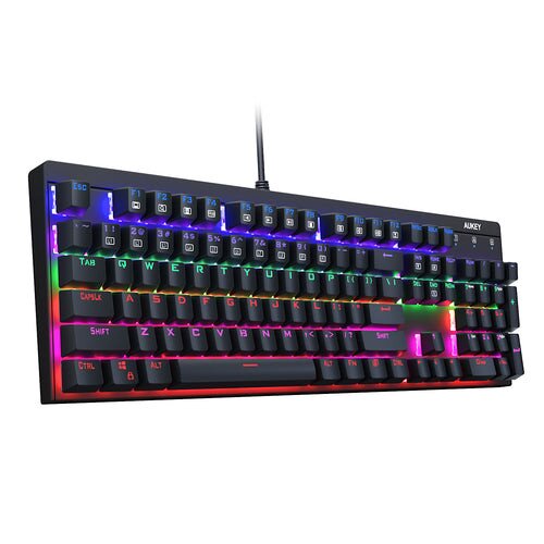 AUKEY KM-G6 Wired Keyboard Mechanical For Windows Gaming PC 104 Keys - Red Switch