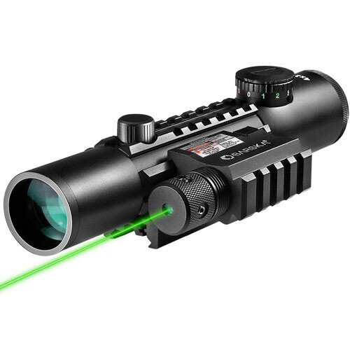 Barska 4x28mm IR Electro Sight Multi-Rail Tactical Rifle Scope GLX Green Laser Combo