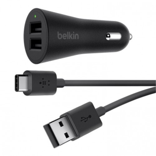 Belkin BOOST UP 2-Port Car Charger + USB-A to USB-C Cable