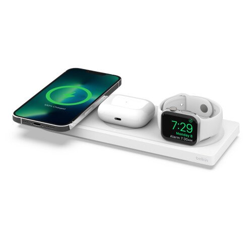 Belkin BOOST CHARGE PRO 3-in-1 Wireless Charging Pad with Official MagSafe Charging 15W - White