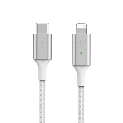Belkin BoostCharge Smart LED USB-C to Lightning Cable - White