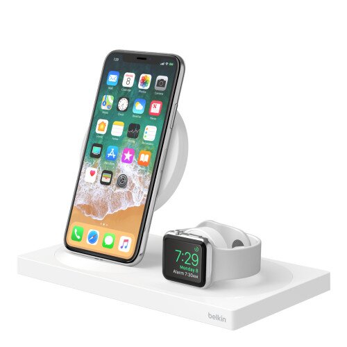 Belkin BOOST UP Wireless Charging Dock: Wireless Charging Pad + Apple Watch Dock - White