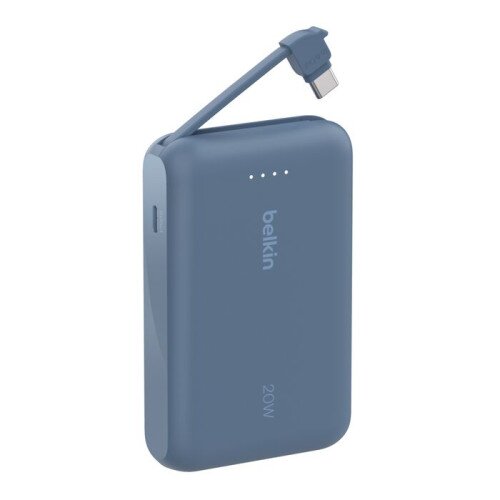 Belkin BoostCharge Power Bank with Integrated Cable - 10K - Blue