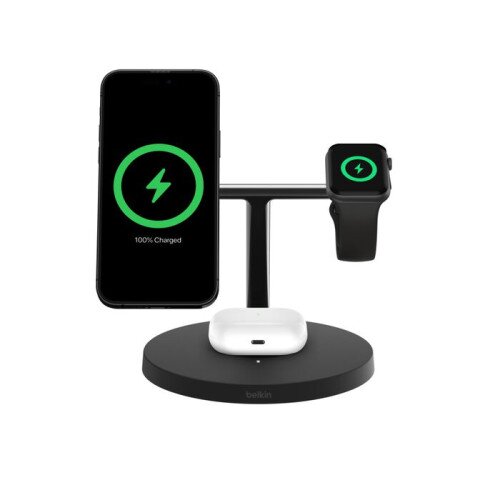 Belkin BoostCharge Pro 3-in-1 Wireless Charging Stand with Qi2 15W - Black