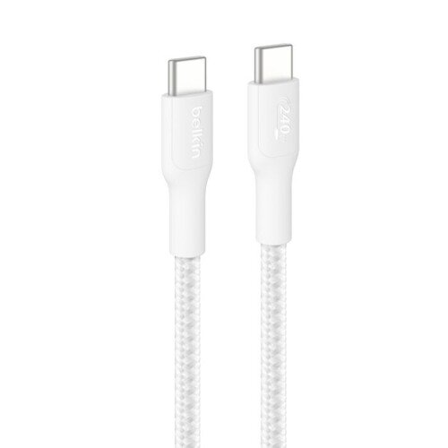 Belkin BoostCharge Pro USB-C to USB-C Braided Cable 240W - 6.6FT - White