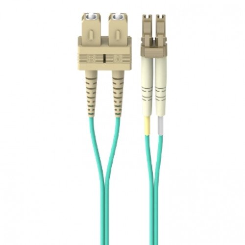 Belkin Fiber Optic Cable: 10Gb Aqua Multimode LC/SC Duplex, 50/125 OM3 - 1.0 - Meters