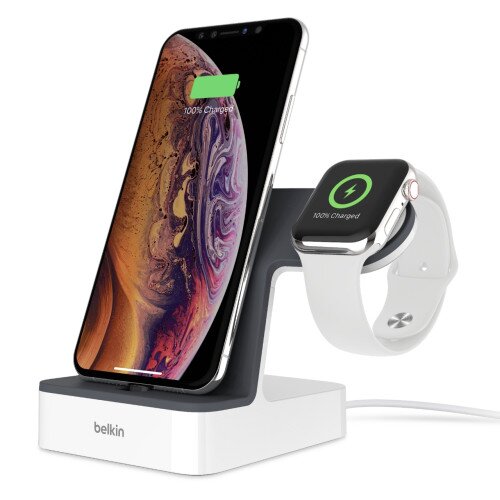 Belkin PowerHouse 2-in-1 iPhone & Apple Watch Charging Dock - White