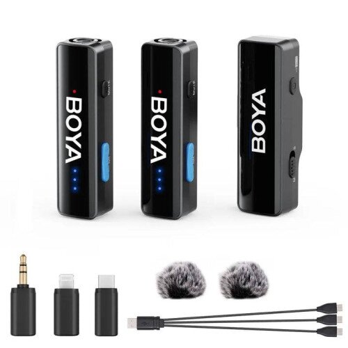 BOYA BOYALINK V2.0 Ultracompact 2.4GHz Dual-Channel Wireless Microphone System with 2 Mics (No CC)
