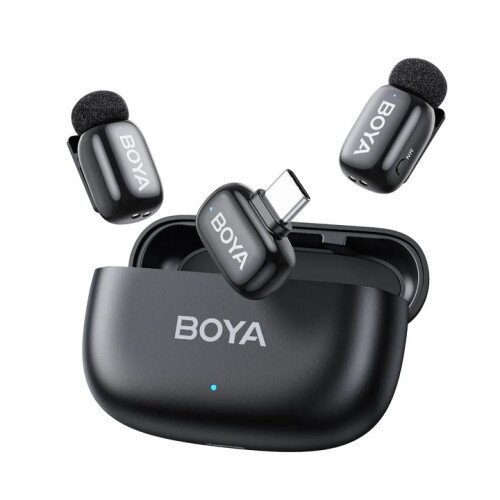 BOYA Mini Ultracompact 2.4GHz Wireless Microphone System - (Type-C) RX +2 TX + Charging Case - Black