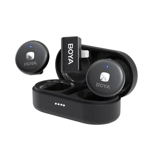 BOYA Omic Dual-Channel Stylish Wireless Microphone - Wireless Charging Version ( Lightning RX ) - Black