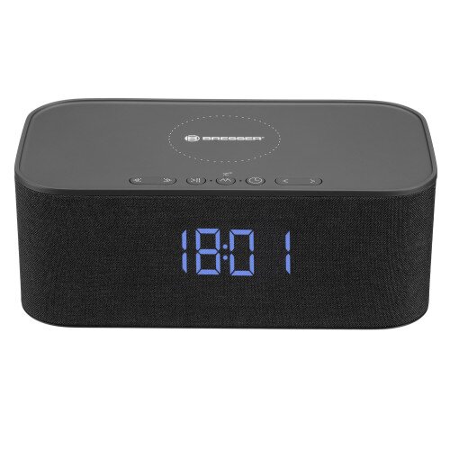 BRESSER Bluetooth Speaker with Alarm Clock and Wireless Charging