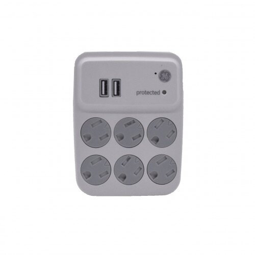 Brickhouse Security 6-Outlet Adapter Wall Tap 4k Hidden Camera with 2 USB Ports - White