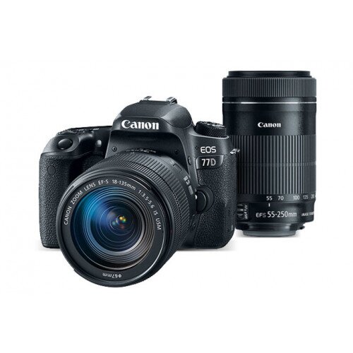 Canon EOS 77D Camera Bundle with EF-S 18-135 IS USM and EF-S 55-250 IS STM Lens Kit