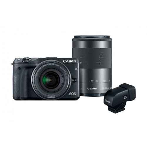 Canon EOS M3 EF-M 18-55 & EF-M 55-200 with Electronic Viewfinder EVF-DC1