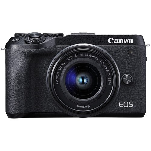 Canon EOS M6 Mark II + EF-M 15-45mm f/3.5-6.3 IS STM + EVF Kit Mirrorless Camera - Black