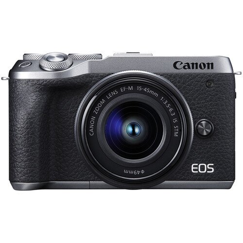 Canon EOS M6 Mark II + EF-M 15-45mm f/3.5-6.3 IS STM + EVF Kit Mirrorless Camera - Silver