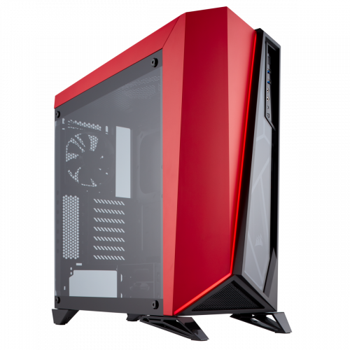 Corsair Carbide Series Spec-Omega Tempered Glass Mid-Tower ATX Gaming Computer Case - Black/Red