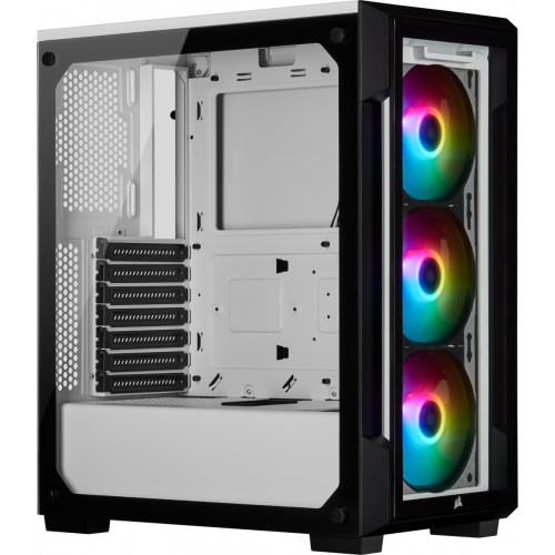 Corsair iCUE 220T RGB Tempered Glass Mid-Tower Smart Computer Case - White