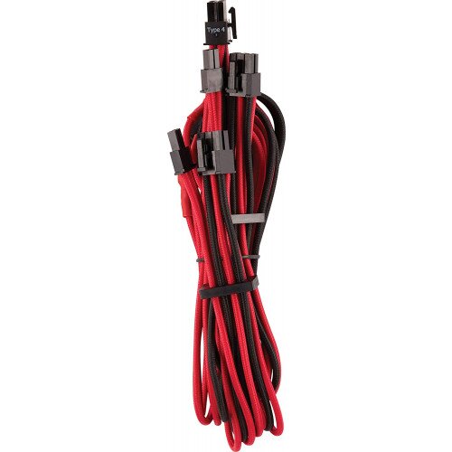 Corsair Premium Individually Sleeved PCIe Cables (Dual Connector) Type 4 Gen 4 - Red/Black
