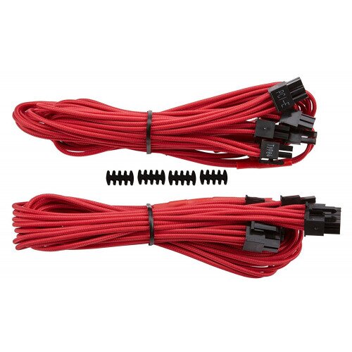 Corsair Premium Individually Sleeved PCIe Cables with Dual Connectors, Type 4 (Generation 3) - Red