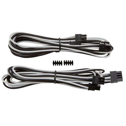 Corsair Premium Individually Sleeved PCIe Cables with Single Connector, Type 4 (Generation 3) - White/Black